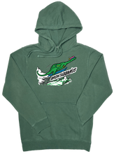 Load image into Gallery viewer, Skiing Bronta&quot;SOAR&quot;us Brontosaurus Dinosaur sweatshirt Pigment Dyed Hoodie