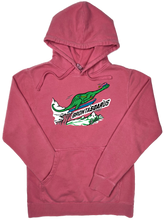 Load image into Gallery viewer, Skiing Bronta&quot;SOAR&quot;us Brontosaurus Dinosaur sweatshirt Pigment Dyed Hoodie