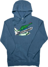 Load image into Gallery viewer, Skiing Bronta&quot;SOAR&quot;us Brontosaurus Dinosaur sweatshirt Pigment Dyed Hoodie