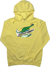 Load image into Gallery viewer, Skiing Bronta&quot;SOAR&quot;us Brontosaurus Dinosaur sweatshirt Pigment Dyed Hoodie