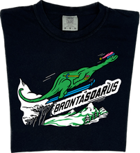 Load image into Gallery viewer, Skiing Bronta SOAR us &quot;garment dyed&quot; Brontosaurus Dino T-shirt