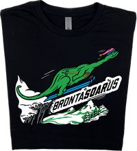 Load image into Gallery viewer, Skiing Bronta&quot;SOAR&quot;us Brontosaurus Dino T-shirt