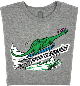 Skiing Bronta"SOAR"us Brontosaurus Dino T-shirt