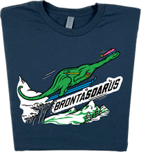 Load image into Gallery viewer, Skiing Bronta&quot;SOAR&quot;us Brontosaurus Dino T-shirt