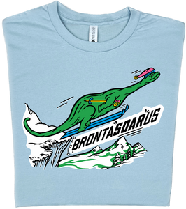 Skiing Bronta"SOAR"us Brontosaurus Dino T-shirt
