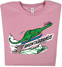 Load image into Gallery viewer, Skiing Bronta&quot;SOAR&quot;us Brontosaurus Dino T-shirt