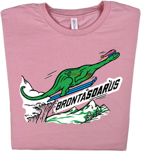 Skiing Bronta"SOAR"us Brontosaurus Dino T-shirt
