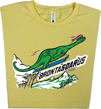 Load image into Gallery viewer, Skiing Bronta&quot;SOAR&quot;us Brontosaurus Dino T-shirt