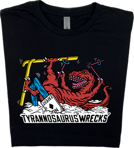 Skiing Tyrannosaurus "Wrecks" Dinosaur T-shirt