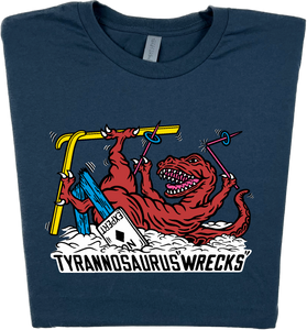 Skiing Tyrannosaurus "Wrecks" Dinosaur T-shirt