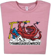 Load image into Gallery viewer, Skiing Tyrannosaurus &quot;Wrecks&quot; Dinosaur T-shirt