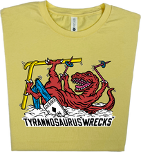 Load image into Gallery viewer, Skiing Tyrannosaurus &quot;Wrecks&quot; Dinosaur T-shirt