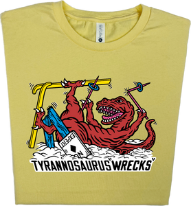 Skiing Tyrannosaurus "Wrecks" Dinosaur T-shirt