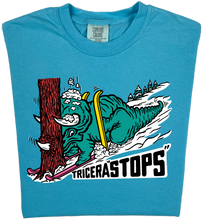 Load image into Gallery viewer, Skiing Tricera STOPS &quot;garment dyed&quot; Triceratops Dino T-shirt