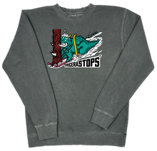 Load image into Gallery viewer, Skiing Tricera&quot;STOPS&quot; Dinosaur Pigment Dyed Crewneck Sweatshirt Triceratops