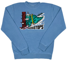 Load image into Gallery viewer, Skiing Tricera&quot;STOPS&quot; Dinosaur Pigment Dyed Crewneck Sweatshirt Triceratops