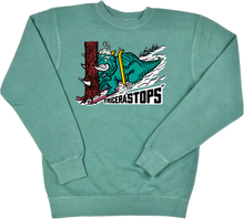Load image into Gallery viewer, Skiing Tricera&quot;STOPS&quot; Dinosaur Pigment Dyed Crewneck Sweatshirt Triceratops