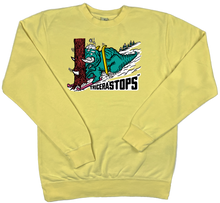 Load image into Gallery viewer, Skiing Tricera&quot;STOPS&quot; Dinosaur Pigment Dyed Crewneck Sweatshirt Triceratops
