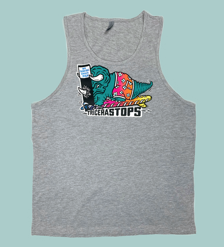 Surfing Dino TriceraSTOPS Triceratops Dinosaur  Tank Top