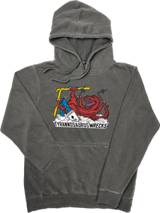 Skiing Tyrannosaurus "WRECKS" Pigment Dyed Hoodie