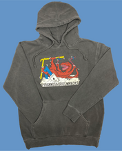 Load image into Gallery viewer, Skiing Tyrannosaurus &quot;WRECKS&quot; Pigment Dyed Hoodie