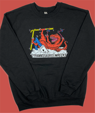 Load image into Gallery viewer, Skiing Tyrannosaurus &quot;wrecks&quot; Dinosaur Crewneck Sweatshirt T-Rex Dino