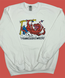 Skiing Tyrannosaurus "wrecks" Dinosaur Crewneck Sweatshirt T-Rex Dino