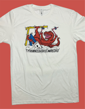 Load image into Gallery viewer, Skiing Tyrannosaurus &quot;Wrecks&quot; Dinosaur T-shirt