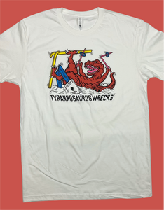 Skiing Tyrannosaurus "Wrecks" Dinosaur T-shirt