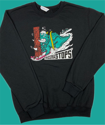 Skiing Tricera"STOPS" Triceratops Crewneck Sweatshirt