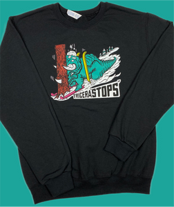 Skiing Tricera"STOPS" Triceratops Crewneck Sweatshirt