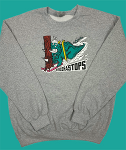Skiing Tricera"STOPS" Triceratops Crewneck Sweatshirt