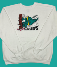 Load image into Gallery viewer, Skiing Tricera&quot;STOPS&quot; Triceratops Crewneck Sweatshirt