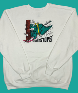 Skiing Tricera"STOPS" Triceratops Crewneck Sweatshirt