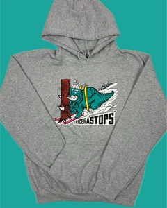 Skiing Tricera"STOPS" Triceratops Dinosaur sweatshirt Dino Hoodie