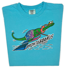 Load image into Gallery viewer, Water Skiing Bronta SOAR us &quot;garment dyed&quot; Brontosaurus Dino T-shirt