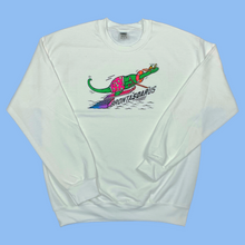 Load image into Gallery viewer, Water Skiing Bronta&quot;SOAR&quot;us Brontosaurus Dino Crewneck Sweatshirt