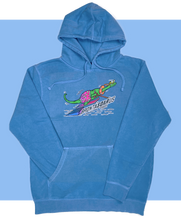 Load image into Gallery viewer, Water Skiing Bronta&quot;SOAR&quot;us Pigment Dyed Brontosaurus sweatshirt Hoodie