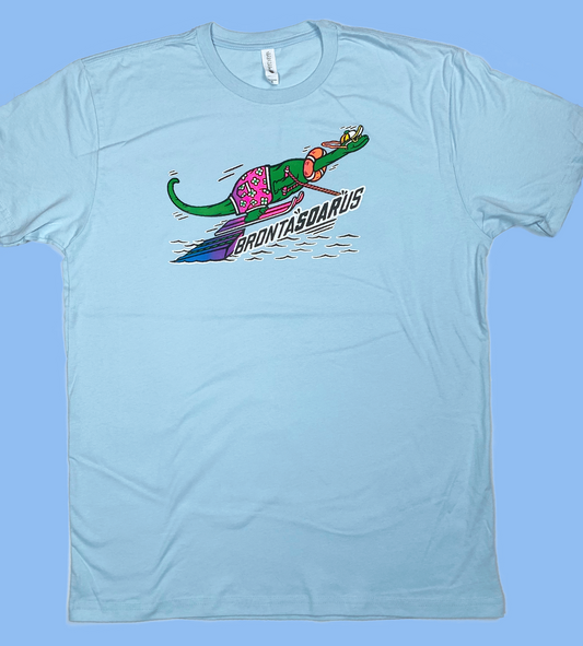 Water Skiing Bronta"SOAR"us Brontosaurus T-shirt