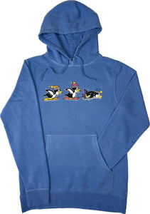 Skiing Penguins "pigment dyed" Hoodie