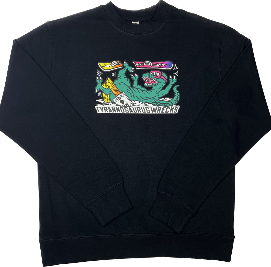 Snowboarding T-Wrecks Tyrannosaurus T-rex Dinosaur  Crewneck Sweatshirt