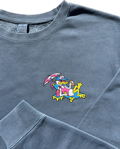 Lazy Duck (no words) "pigment dyed" Crewneck Sweatshirt