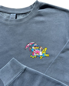 Lazy Duck (no words) "pigment dyed" Crewneck Sweatshirt