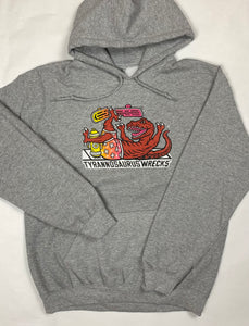 Skateboarding Tyrannosaurus "WRECKS" T rex sweatshirt Hoodie