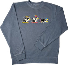 Load image into Gallery viewer, Skiing Penguins &quot;Pigment Dyed&quot; Crewneck Sweatshirt