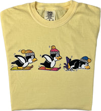 Load image into Gallery viewer, Skiing Penguins &quot;garment dyed&quot; T-shirt