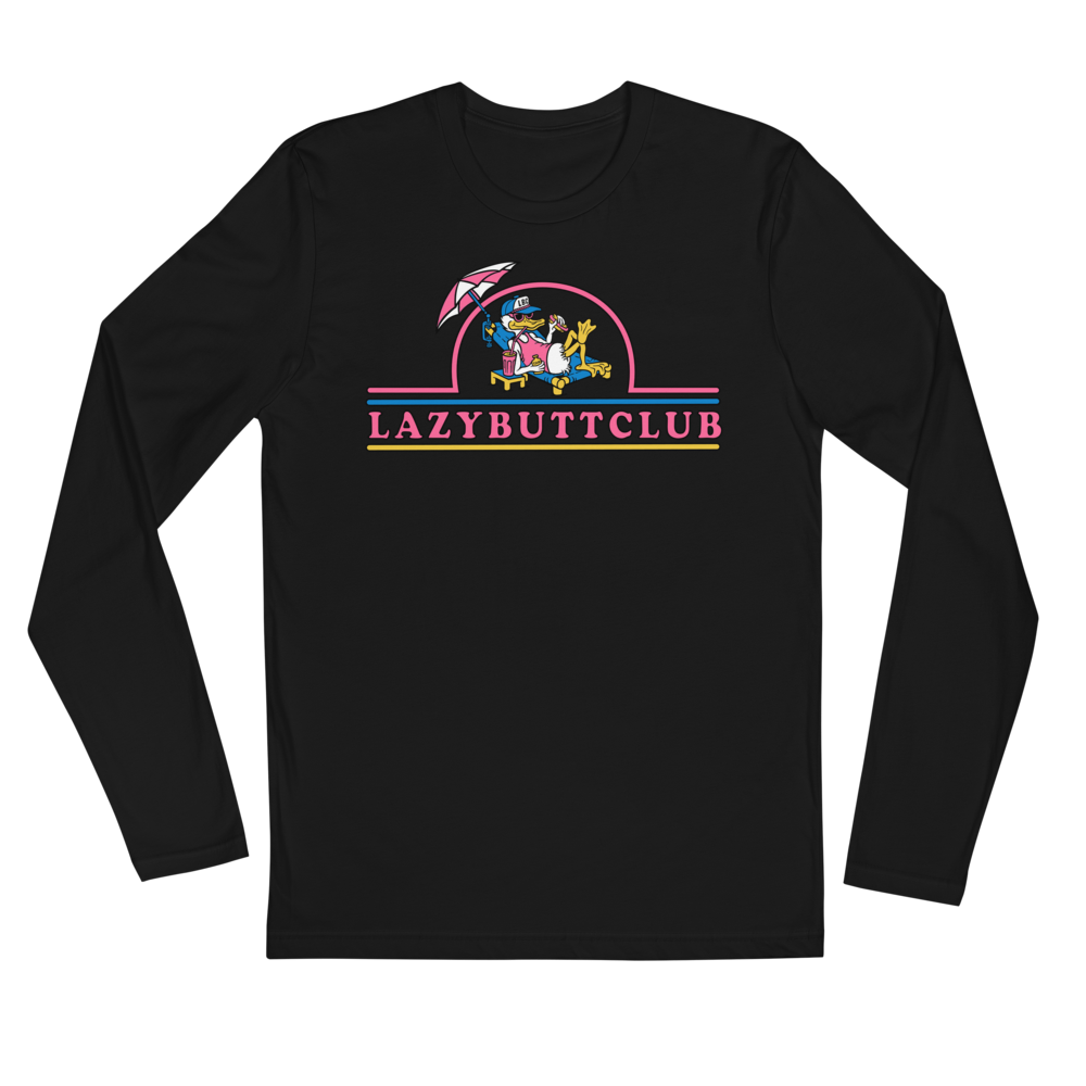Lazy Butt Club, Long Sleeve t-shirt. ( Print On Front )